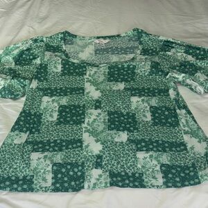 LC Lauren Conrad Green Patchwork Blouse